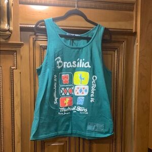 NWT Michael Stars Green Brasilia Original Graphic Tank Top Size O/S